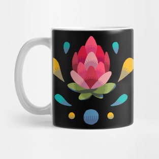 Dark Open Simple Protea Bud Stamp Mug